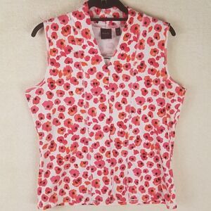 Rafaella Studio Sleeveless poppy‎ Shirt Floral NWT Passion Pink PLG cotton knit